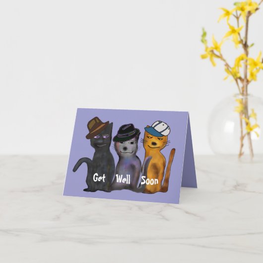 Cats Get Well Soon Karte (Gelbe Blume)