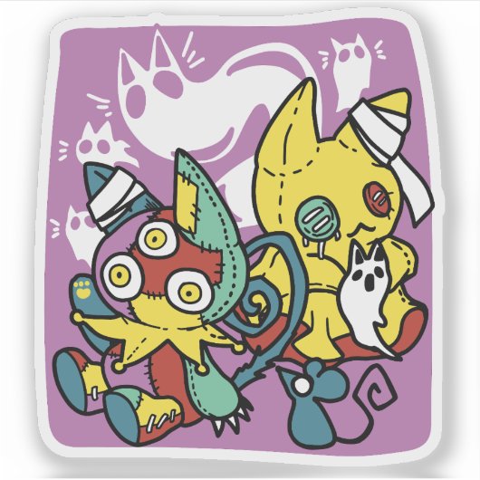 Cats Halloween Art: paw-sehenswert erschreckend Aufkleber (Vorderseite)