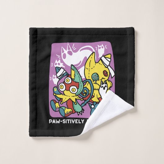 Cats Halloween Art: paw-sehenswert erschreckend Badhandtuch Set (Waschlappen)