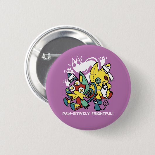 Cats Halloween Art: paw-sehenswert erschreckend Button (Vorne & Hinten)
