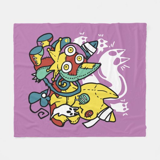 Cats Halloween Art: paw-sehenswert erschreckend Fleecedecke (Vorderseite (Horizontal))