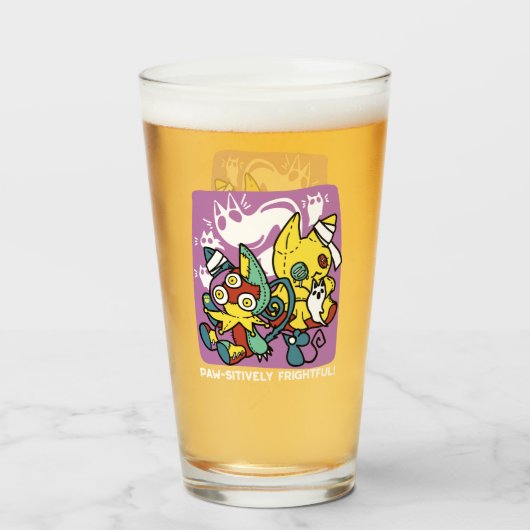 Cats Halloween Art: paw-sehenswert erschreckend Glas (Vorne (Gefüllt))