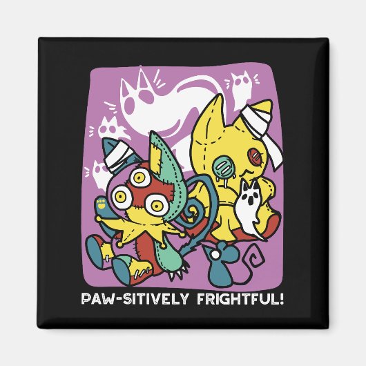Cats Halloween Art: paw-sehenswert erschreckend Magnet (Vorne)