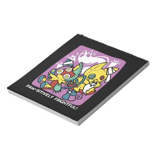 Cats Halloween Art: paw-sehenswert erschreckend Notizblock (Rotiert)