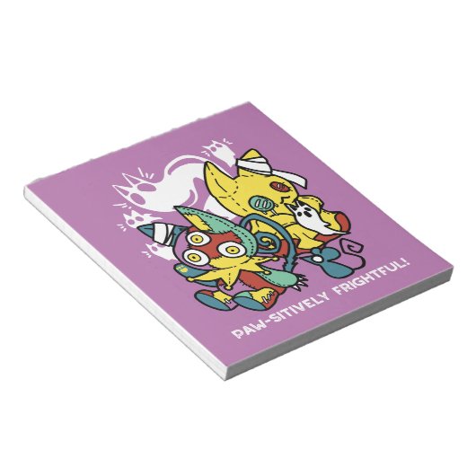 Cats Halloween Art: paw-sehenswert erschreckend Notizblock (angewinkelt)