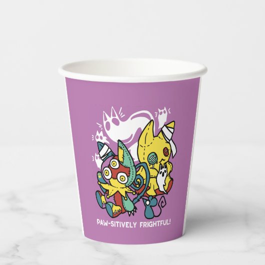 Cats Halloween Art: paw-sehenswert erschreckend Pappbecher (Rückseite)