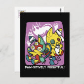 Cats Halloween Art: paw-sehenswert erschreckend Postkarte (Vorne/Hinten)