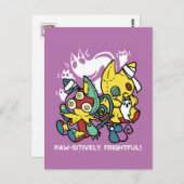 Cats Halloween Art: paw-sehenswert erschreckend Postkarte (Vorne/Hinten)