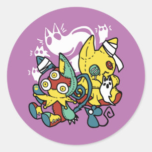 Cats Halloween Art: paw-sehenswert erschreckend Runder Aufkleber