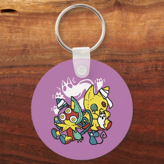 Cats Halloween Art: paw-sehenswert erschreckend Schlüsselanhänger (Rückseite)