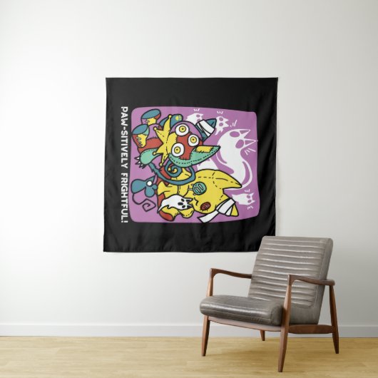 Cats Halloween Art: paw-sehenswert erschreckend Wandteppich (Beispiel (Horizontal))