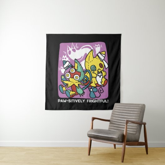 Cats Halloween Art: paw-sehenswert erschreckend Wandteppich (Beispiel)