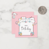 Cats Happy Birthday Mitteilungskarte (Vorderseite/Rückseite Beispiel)