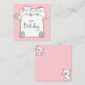 Cats Happy Birthday Mitteilungskarte (Vorne/Hinten)