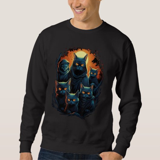 Cats Horror Scary Moon Halloween for Cat Kitty Sweatshirt (Vorderseite)