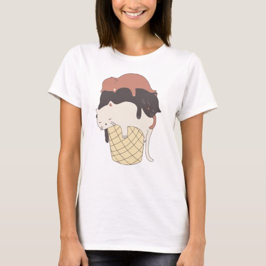 Cats Ice Creme Niedlich Funny T-Shirt (Vorderseite)