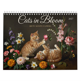 Cats in Bloom 2027 Birth Month Flowers Cat Art Kalender