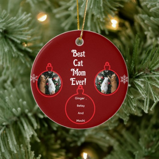 Cats In Christmas Tree Customize  Keramik Ornament (Baum)