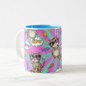 Cats in Glasses, Pop Art, by Natasha Us   Zweifarbige Tasse (Vorderseite Links)