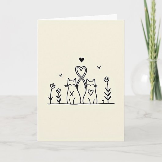 Cats In Love Heart Card Karte (Vorderseite)