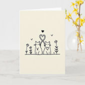 Cats In Love Heart Card Karte (Gelbe Blume)