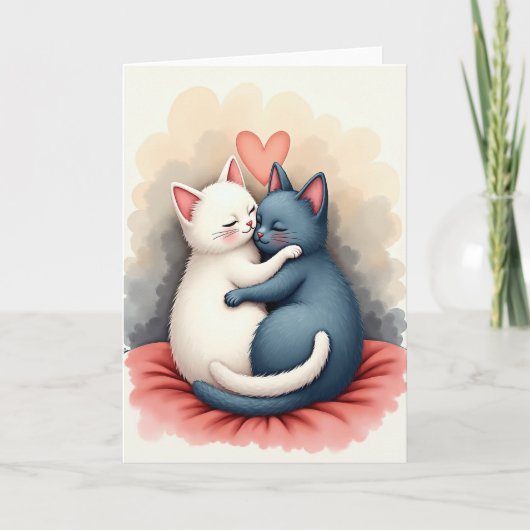Cats In Love Hug Card Karte (Vorderseite)