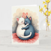 Cats In Love Hug Card Karte (Gelbe Blume)