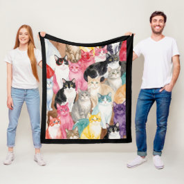 Cats in Multicolour Fleecedecke