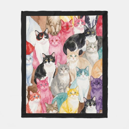 Cats in Multicolour Fleecedecke (Vorderseite)