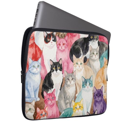 Cats in Multicolour laptop case (Vorne Rechts)