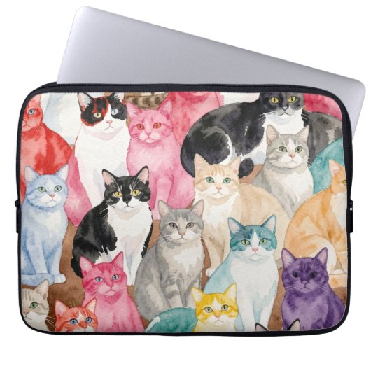 Cats in Multicolour laptop case (Vorderseite)