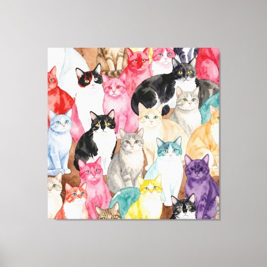 Cats in Multicolour Leinwanddruck (Vorderseite)
