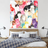 Cats in Multicolour Leinwanddruck (Insitu (Schlafzimmer))