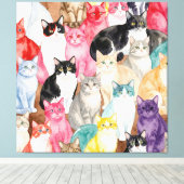 Cats in Multicolour Leinwanddruck (Insitu (Holzboden))