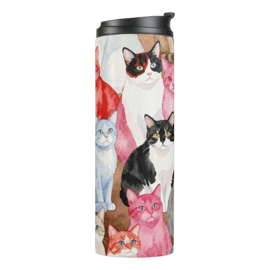 Cats in Multicolour  Thermosbecher (Nach links gedreht)