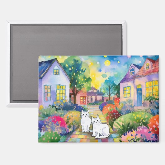 Cats in neighborhood magnet (Vorderseite/Rückseite)