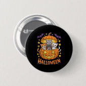 Cats In Pumpkin Cute Halloween Kitties Funny  Button (Vorne & Hinten)