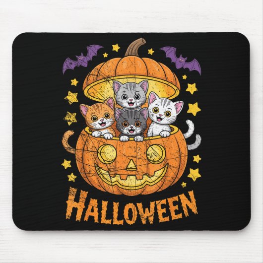 Cats In Pumpkin Cute Halloween Kitties Funny  Mousepad (Vorne)