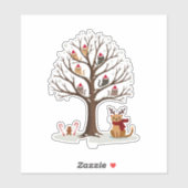 Cats In Snow Tree Winter Christmas Santa Hat X-mas Aufkleber (Blatt)