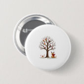 Cats In Snow Tree Winter Christmas Santa Hat X-mas Button (Vorne & Hinten)