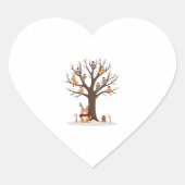 Cats In Snow Tree Winter Christmas Santa Hat X-mas Herz-Aufkleber (Vorderseite)