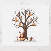 Cats In Snow Tree Winter Christmas Santa Hat X-mas Schaumweinetikett (Einzelnes Label)