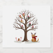 Cats In Snow Tree Winter Christmas Santa Hat X-mas Schaumweinetikett (Einzelnes Label)