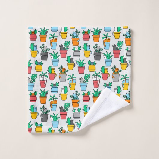 Cats in the flowerpots badhandtuch set (Waschlappen)