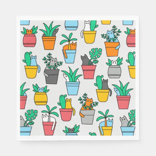 Cats in the flowerpots serviette (Vorderseite)