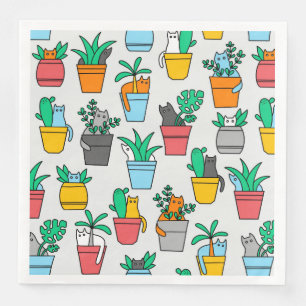 Cats in the flowerpots serviette