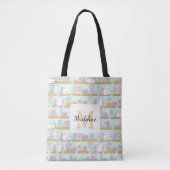 Cats in the Library Book Tote Bag Girly Mint Green Tasche (Vorderseite)
