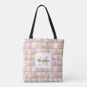 Cats in the Library Book Tote Bag Girly Pink Tasche (Rückseite)