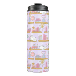 Cats In the Library Thermal Tumbler Girly Purple Thermosbecher