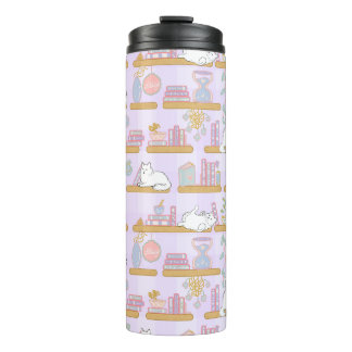 Cats In the Library Thermal Tumbler Girly Purple Thermosbecher
